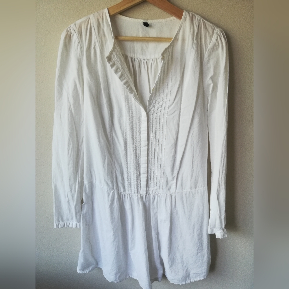 Benetton Size S White Long Sleeve Tunic